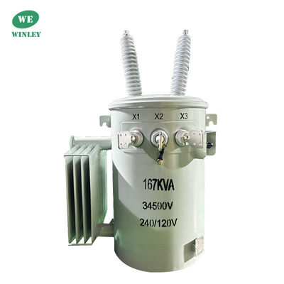 comprar 167Kva Transformador montado em pólo de fase única Óleo imerso 34,5KV a 240V ANSI Padrões IEEE Transformador de distribuição de energia Fabricação em linha