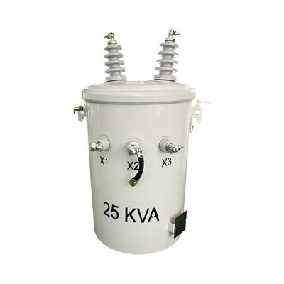 Transformador de distribuição a céu montado de 25kva de fase única com pólo cheio de líquido 12470v a 480v