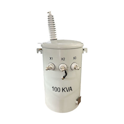 100KVA Transformador de distribuição montado em pólo de fase única Dupla Voltagem Descer 34,5KV Para 120V