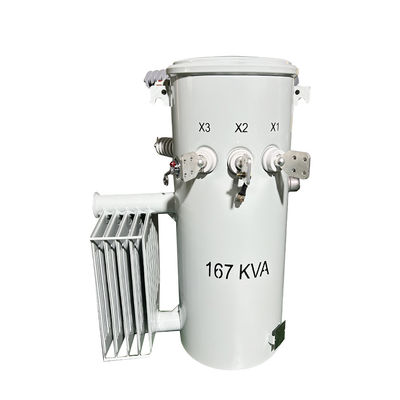 167Kva Transformador montado em pólo de fase única Tipo de distribuição de CSP líquido preenchido 100Hz 4160V a 480V FR3