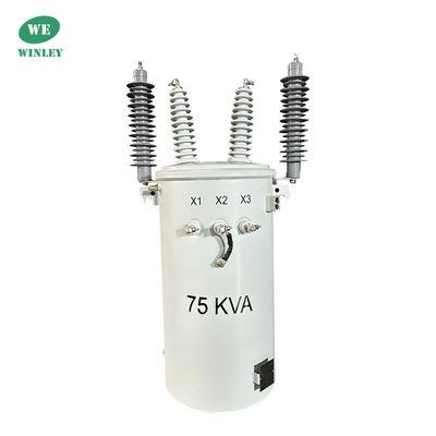 Transformador montado em um poste de 75kva Transformador de energia elétrica de 22860V imerso em óleo