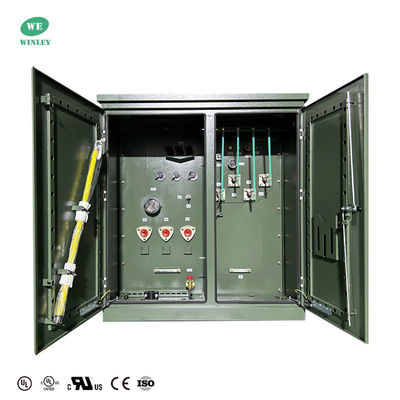 300Kva Pad de três fases montado Transformador de distribuição imersa de óleo 12870V a 208V ANSI Normas IEEE