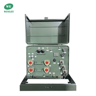 Transformador montado em uma plataforma de fase única, distribuição imersa em óleo 25kva 12,47KV tipo caixa combinada exterior