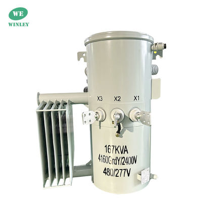 Transformador montado em pólo de fase única de 167Kva Step Down 12.47KV Transformador de distribuição de energia por sobrecarga de padrões ANSI IEEE DOE 2016
