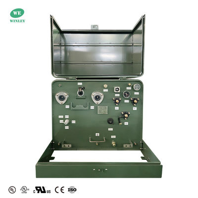 Transformador de distribuição montado em uma plataforma de fase única de 50Kva 22860GrdY/13200 IEEE/ANSI/DOE 2016 Standard