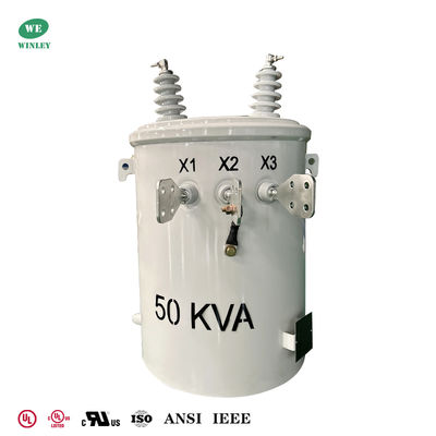 Transformador Montado em Poste Monofásico UL Listed 50kva 4160V Para 240V 480V Padrões ANSI IEEE